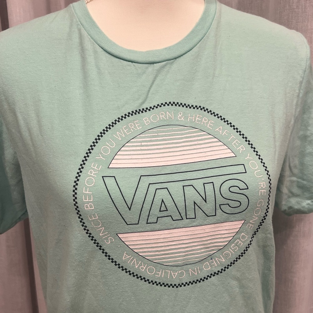 Vans T-Shirt Boys Short Sleeve Mint Green Skateboarding Casual Lightweight - Picture 3 of 9